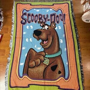 Vintage 1999 Scooby Doo Tapestry Blanket Throw Crown Crafts Hanna Barbera